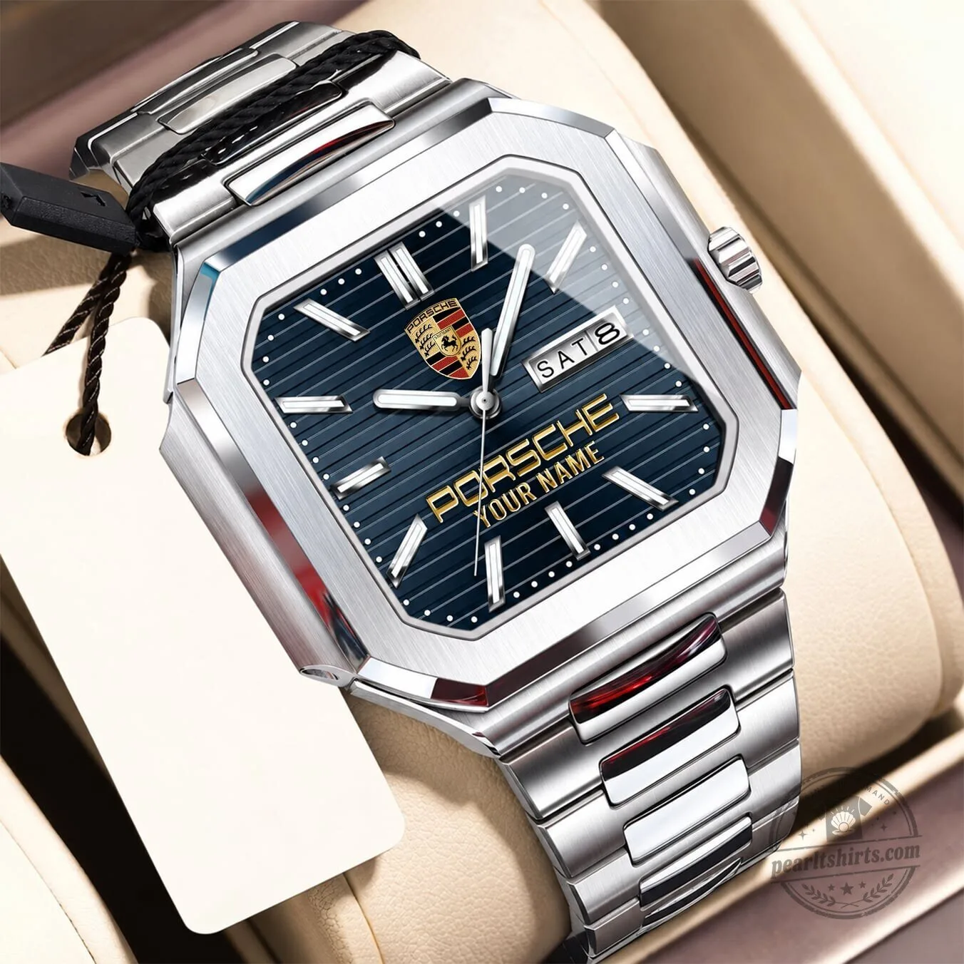 Porsche Custom Name Elegant Square Design Stainless Steel Watch for Men 7 Porsche Custom Name Elegant Square Design Stainless Steel Watch for Men