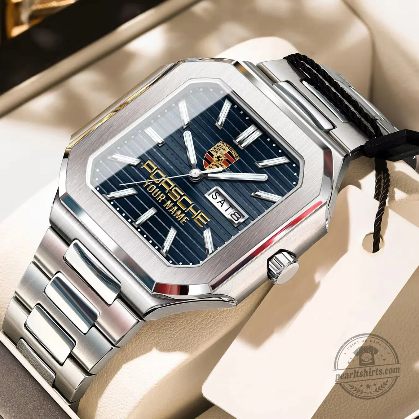 Porsche Custom Name Elegant Square Design Stainless Steel Watch for Men 8 Porsche Custom Name Elegant Square Design Stainless Steel Watch for Men