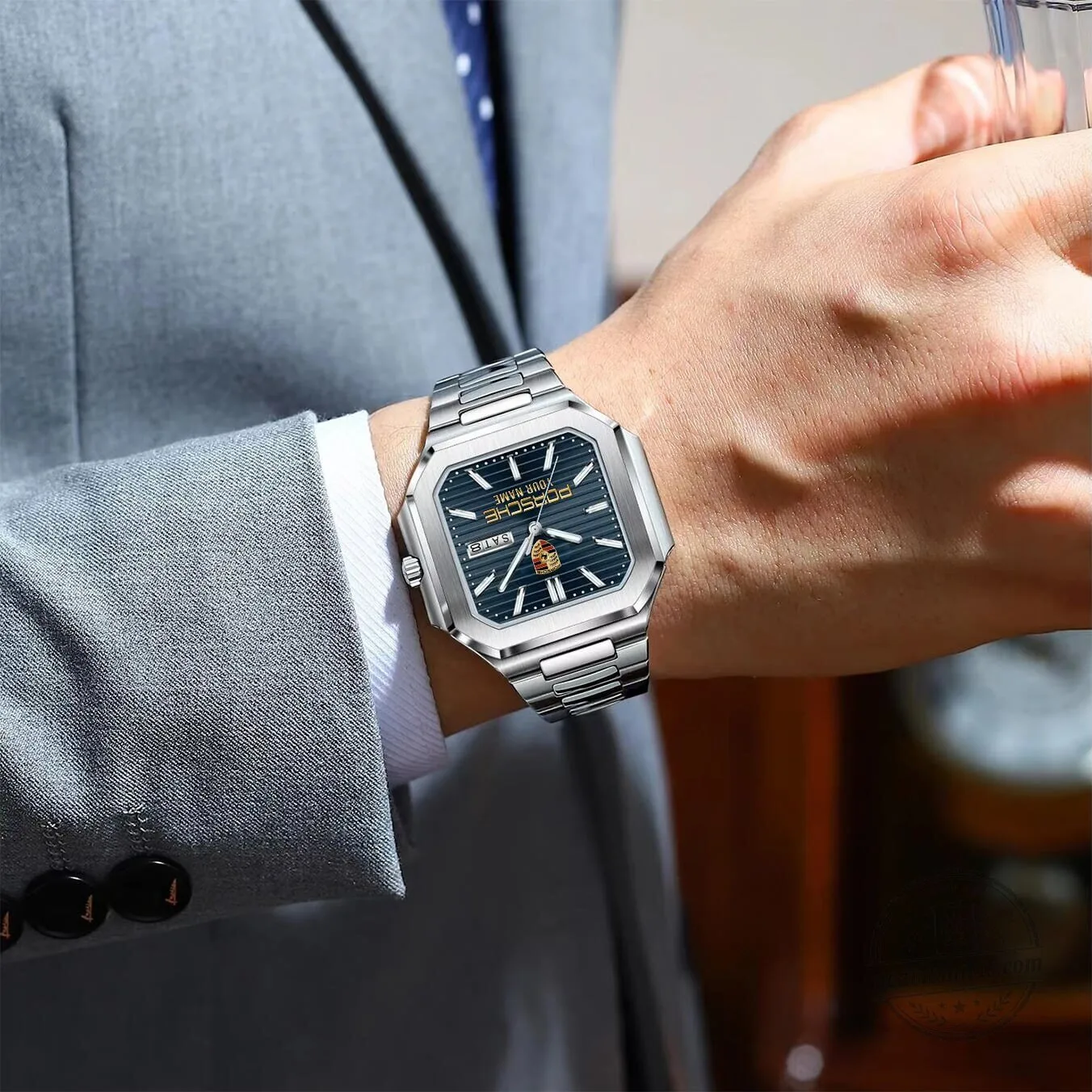 Porsche Custom Name Elegant Square Design Stainless Steel Watch for Men 12 Porsche Custom Name Elegant Square Design Stainless Steel Watch for Men