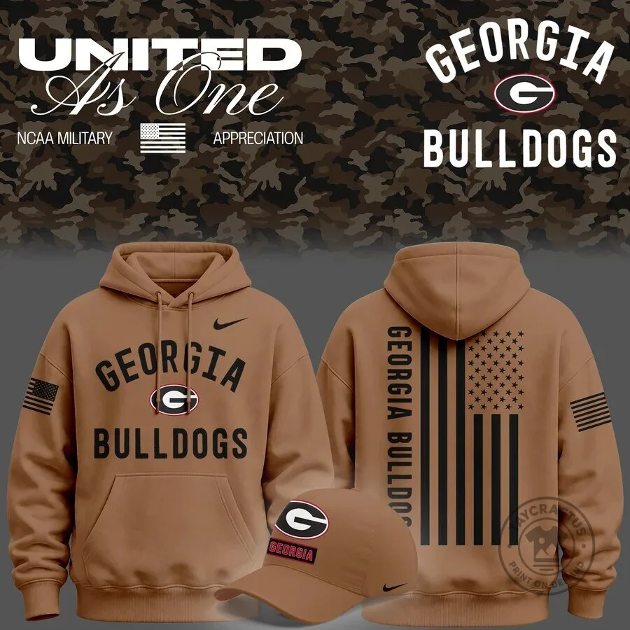 Georgia Bulldogs Military Appreciation Sideline Brown Hoodie 5 Georgia Bulldogs Military Appreciation Sideline Brown Hoodie