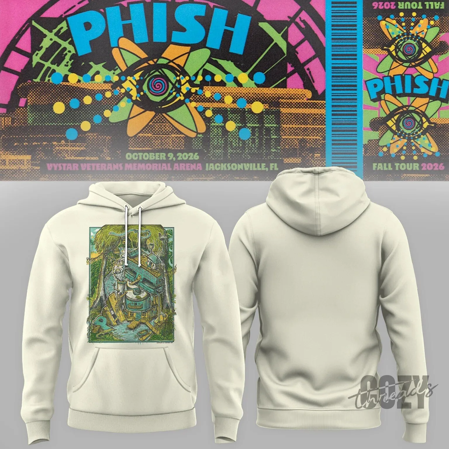 Phish Fall Tour 2026 Jacksonville Concert Event Cream Hoodie