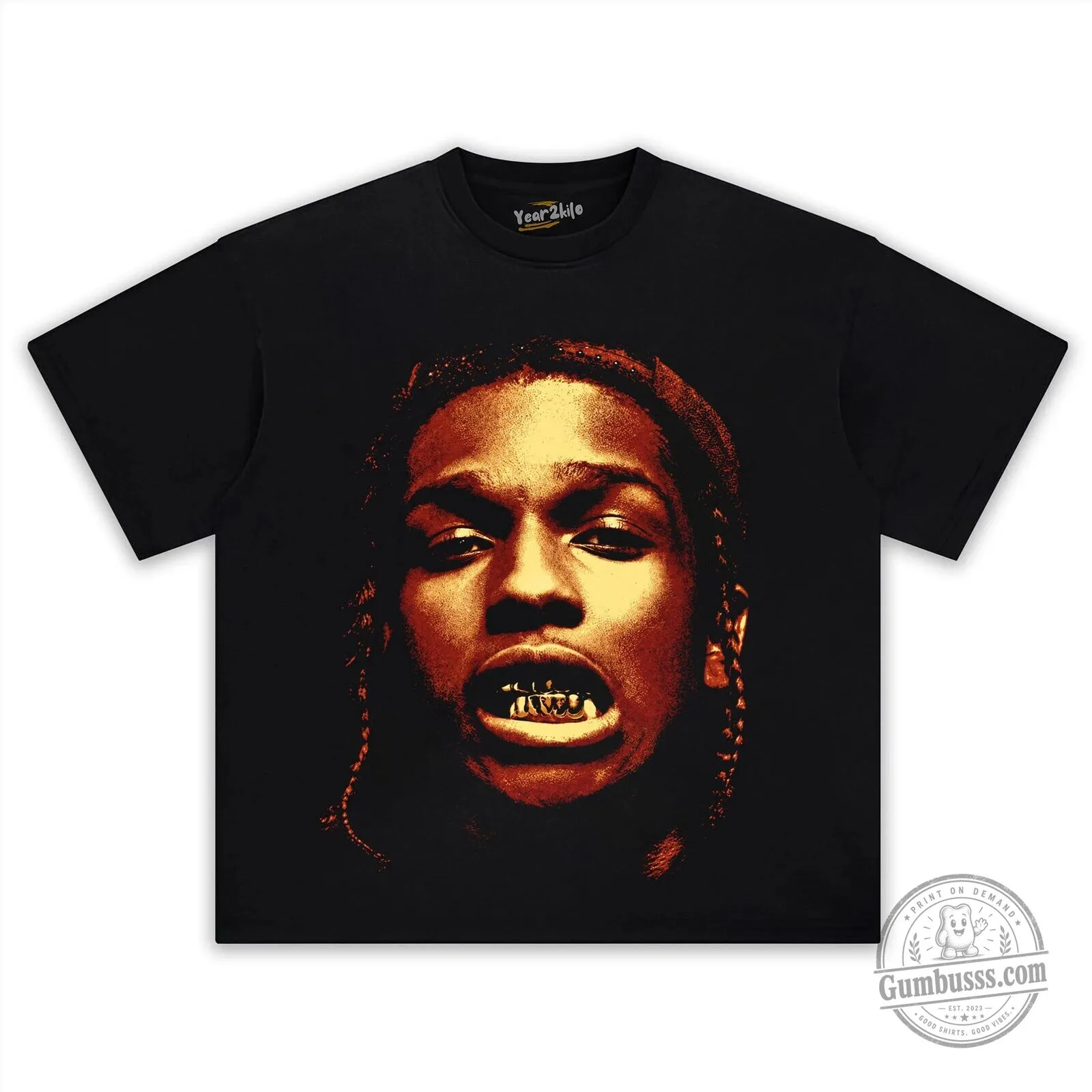 ASAP Rocky Portrait Graphic Print Black Washed Oversized T-Shirt 9 ASAP Rocky Portrait Graphic Print Black Washed Oversized T-Shirt