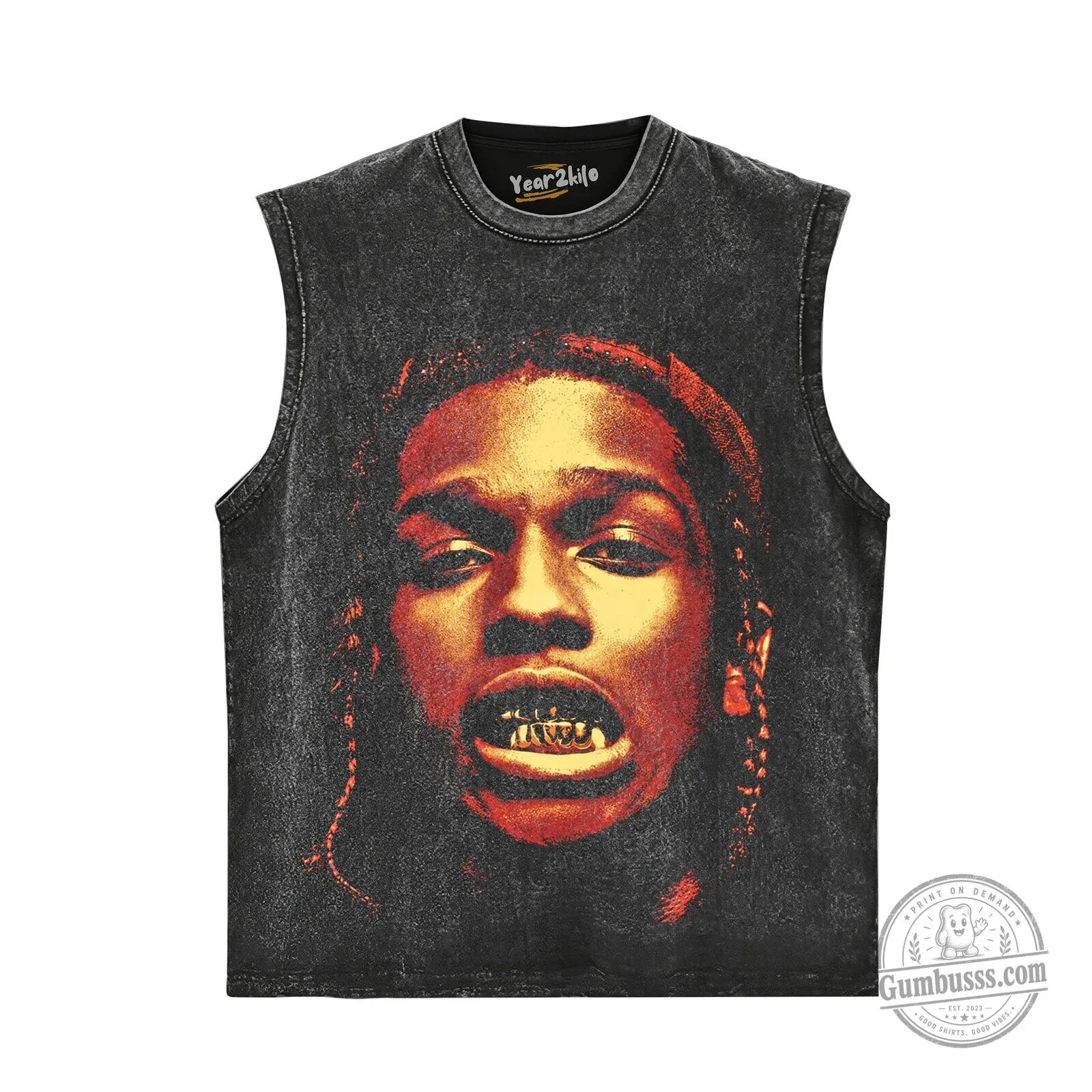 ASAP Rocky Portrait Graphic Print Black Washed Oversized T-Shirt 11 ASAP Rocky Portrait Graphic Print Black Washed Oversized T-Shirt