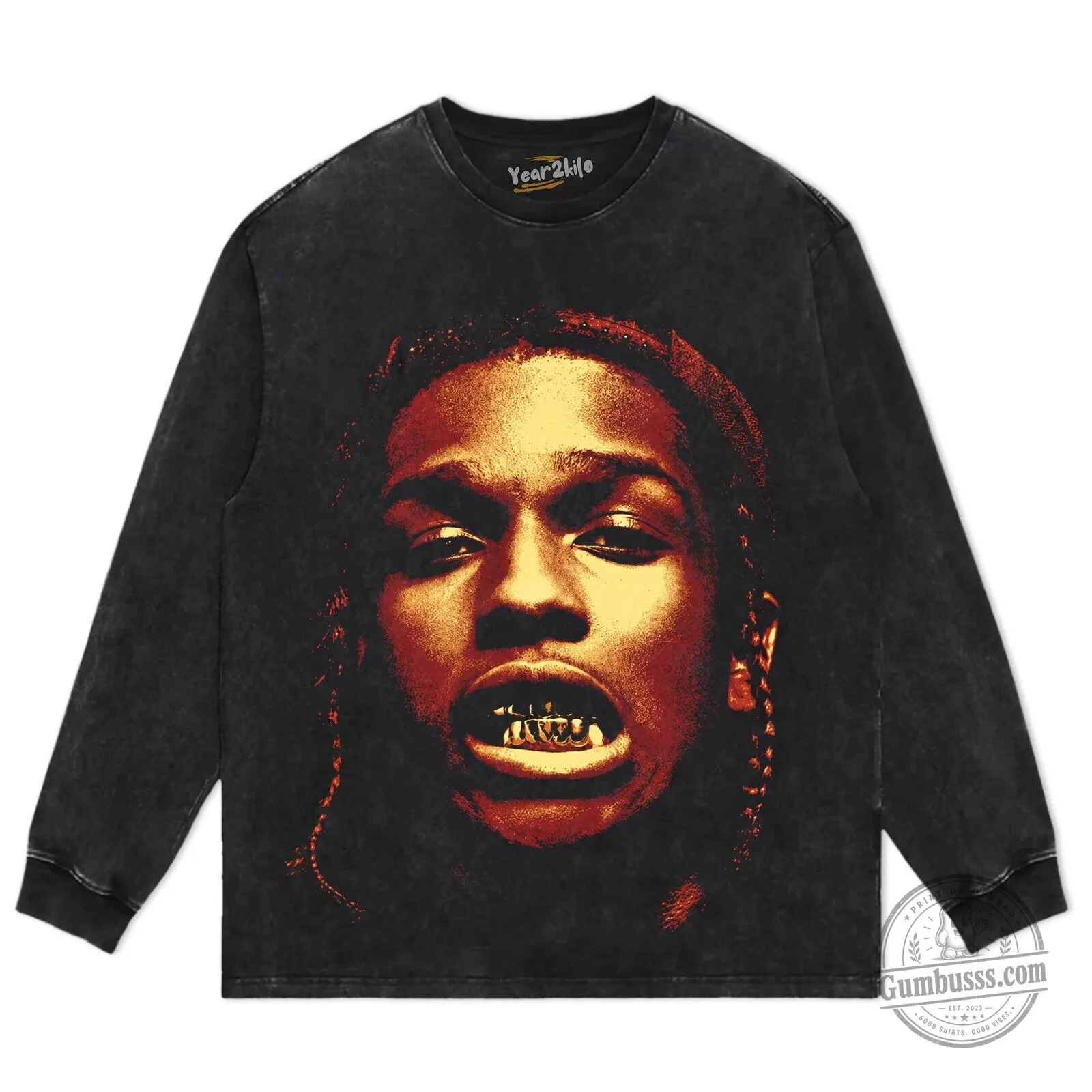 ASAP Rocky Portrait Graphic Print Black Washed Oversized T-Shirt 14 ASAP Rocky Portrait Graphic Print Black Washed Oversized T-Shirt