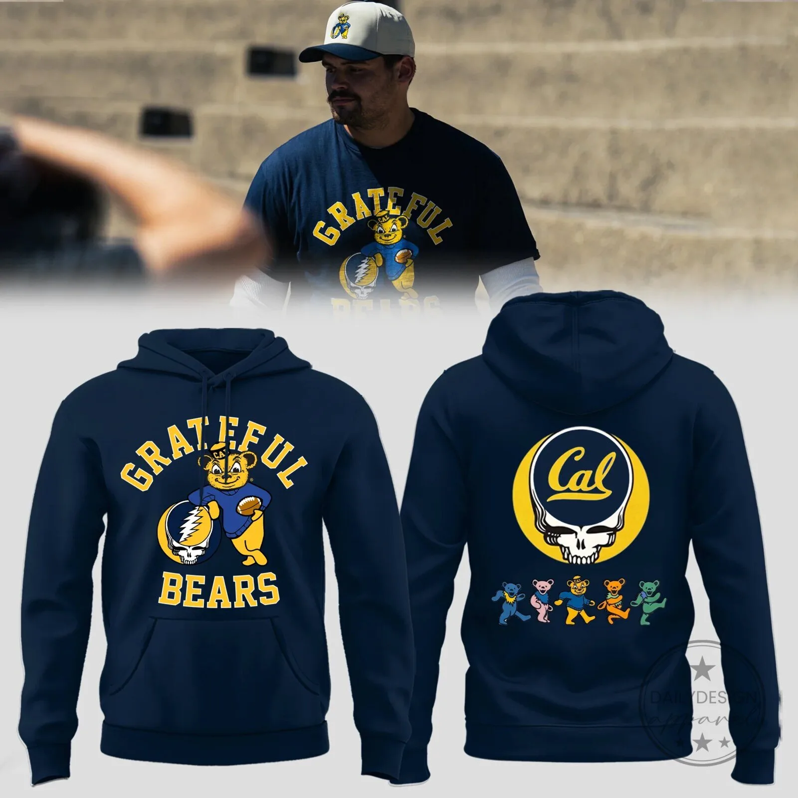 California Golden Bears Grateful Dead Dancing Bears Navy Blue Hoodie