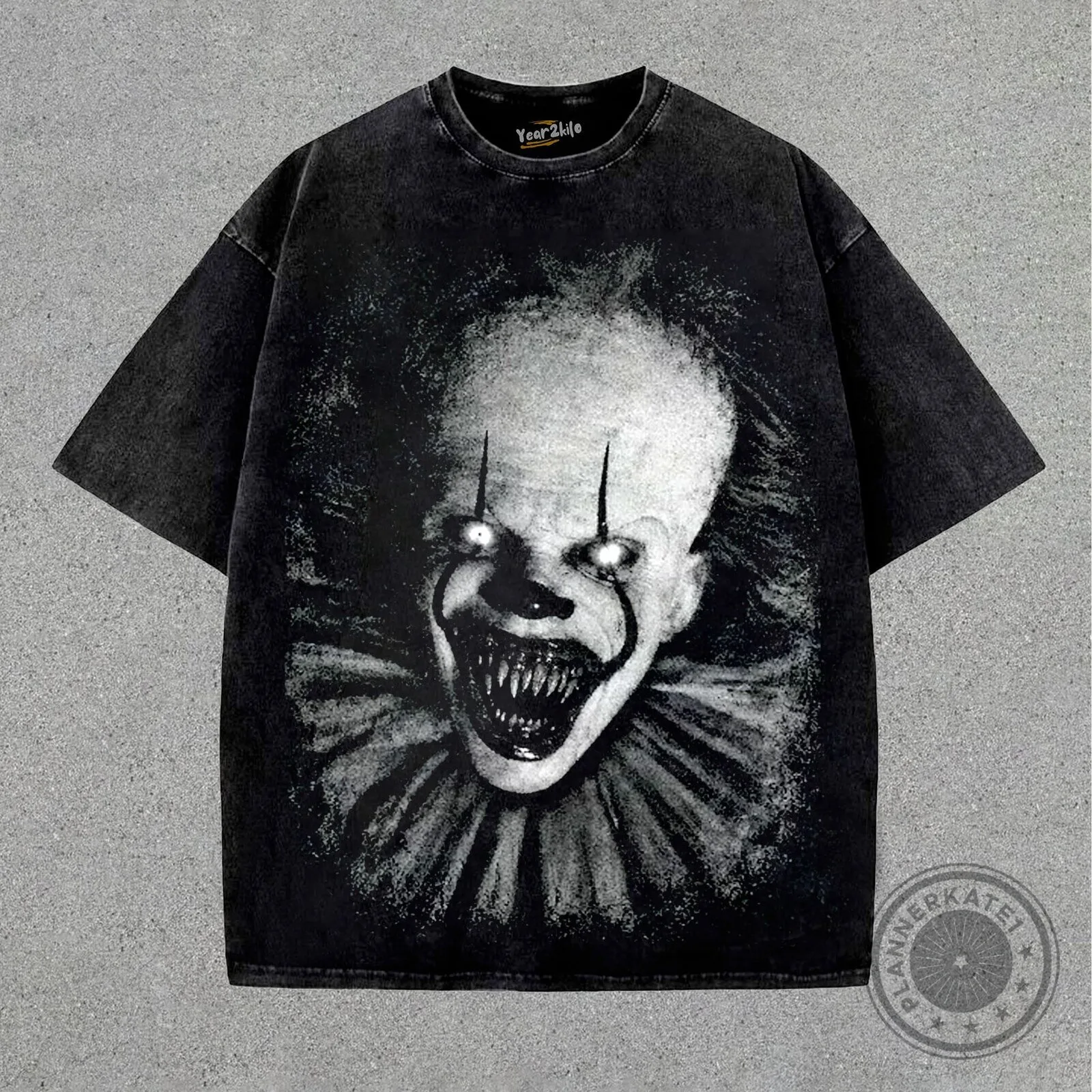 Pennywise The Clown Horror Movie Character Washed Black T-Shirt