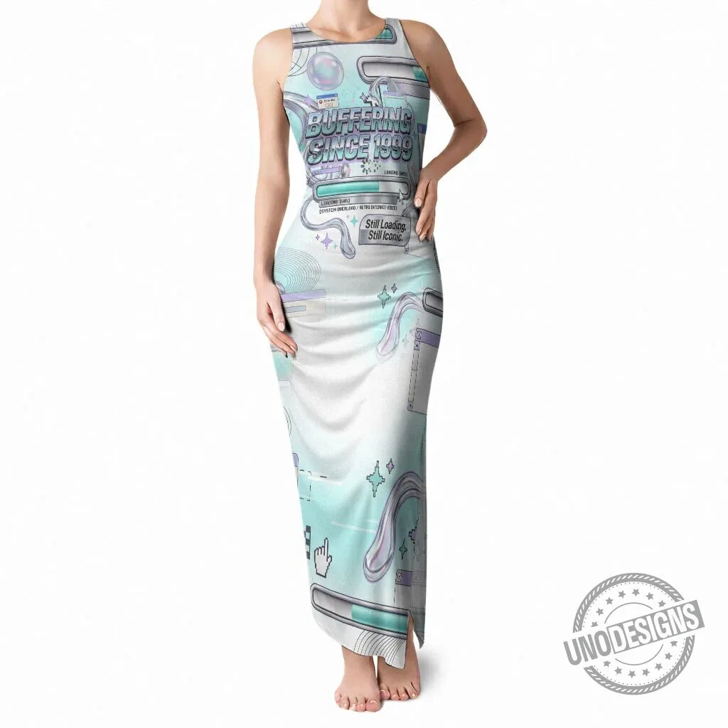Buffering Since 1999 Y2K Retro Tech Vaporwave 90s Cyber Aesthetic Tank Dress