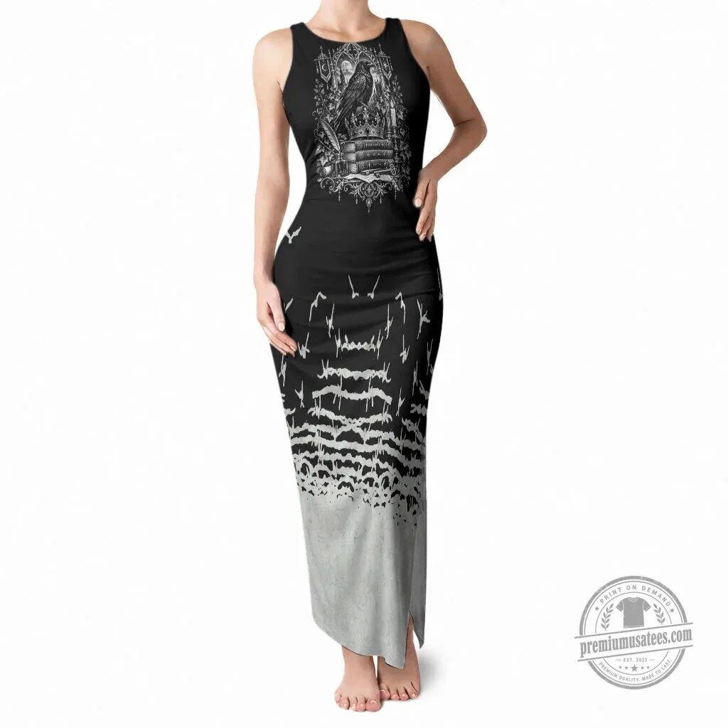 Dark Academia Raven Gothic Literature Vintage Bookish Aesthetic Maxi Tank Dress