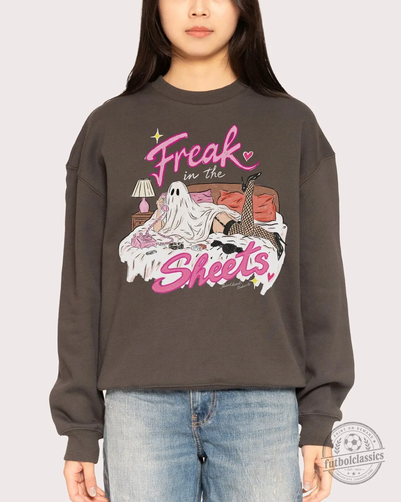 Freak in the Sheets Ghost Girl Halloween Funny Spooky Sweatshirt