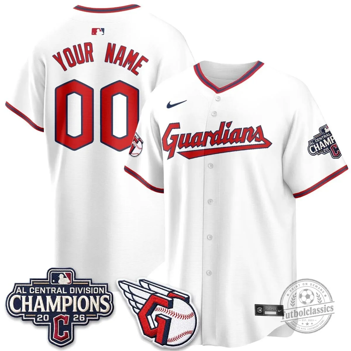 Cleveland Guardians 2026 AL Central Division Champions Custom Baseball Jersey