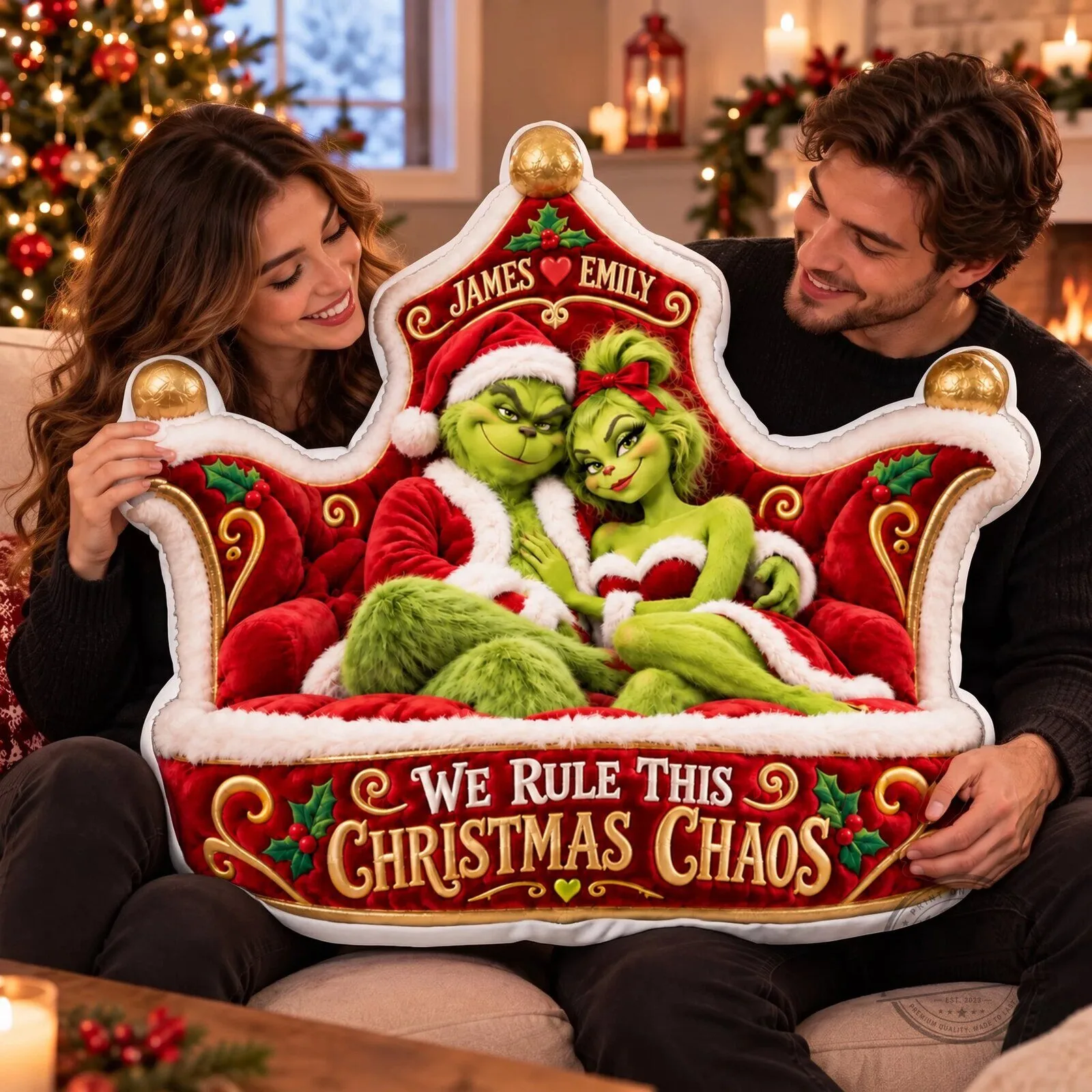 Grinch and Cindy Lou Who Christmas Chaos Personalized Couple Pillow 5 Grinch and Cindy Lou Who Christmas Chaos Personalized Couple Pillow