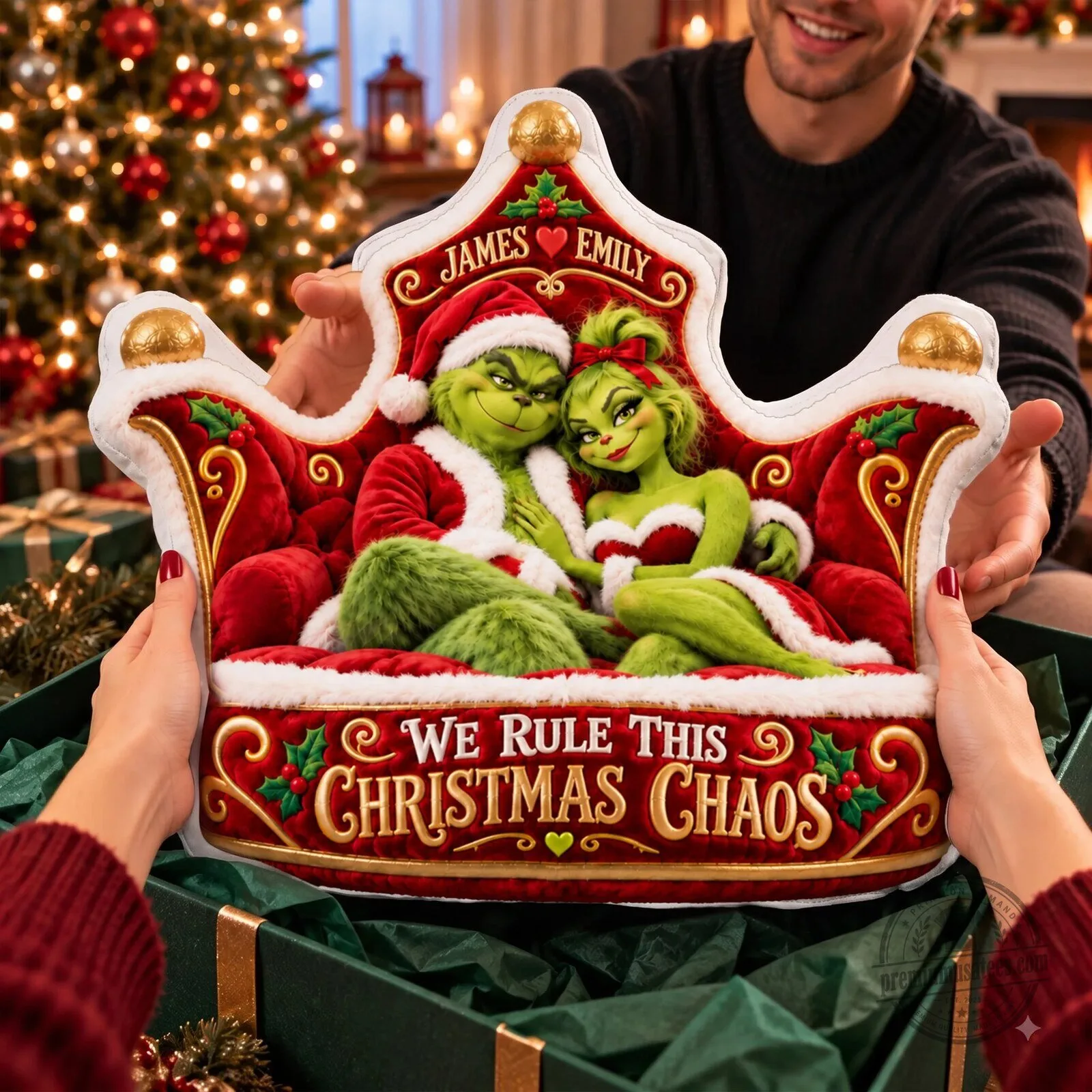 Grinch and Cindy Lou Who Christmas Chaos Personalized Couple Pillow 6 Grinch and Cindy Lou Who Christmas Chaos Personalized Couple Pillow
