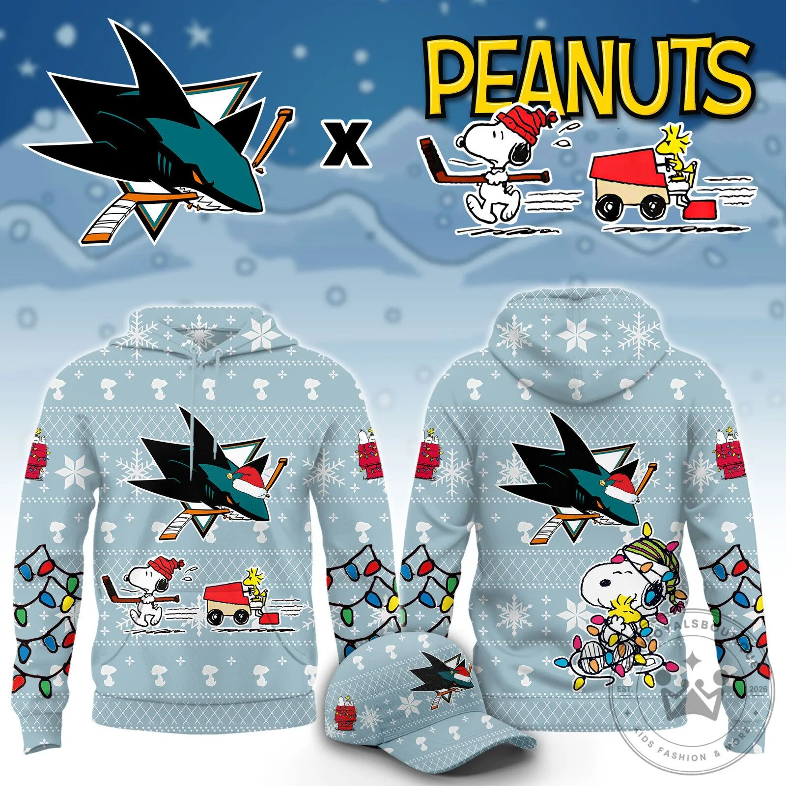 San Jose Sharks Peanuts Christmas Snoopy Ice Hockey Holiday Hoodie
