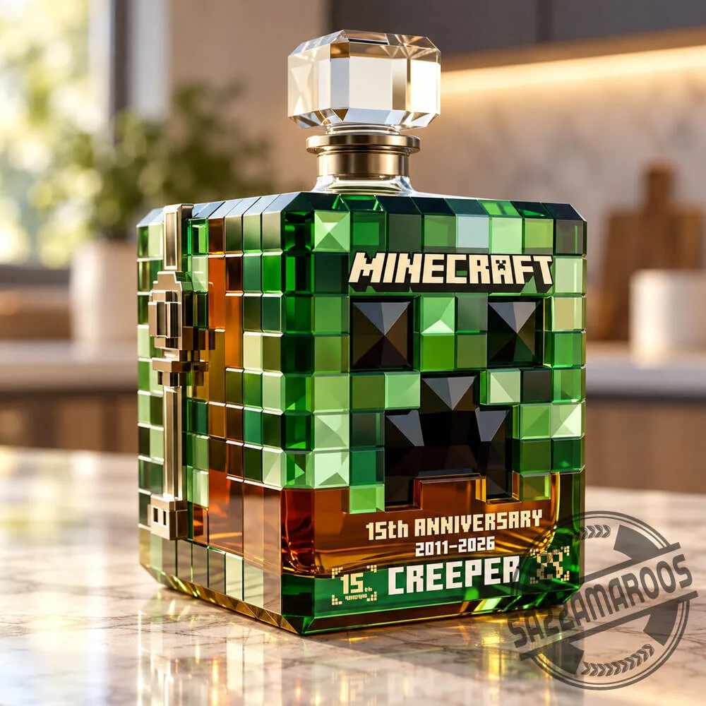 Minecraft Creeper 15th Anniversary Glass Decanter 4 Minecraft Creeper 15th Anniversary Glass Decanter
