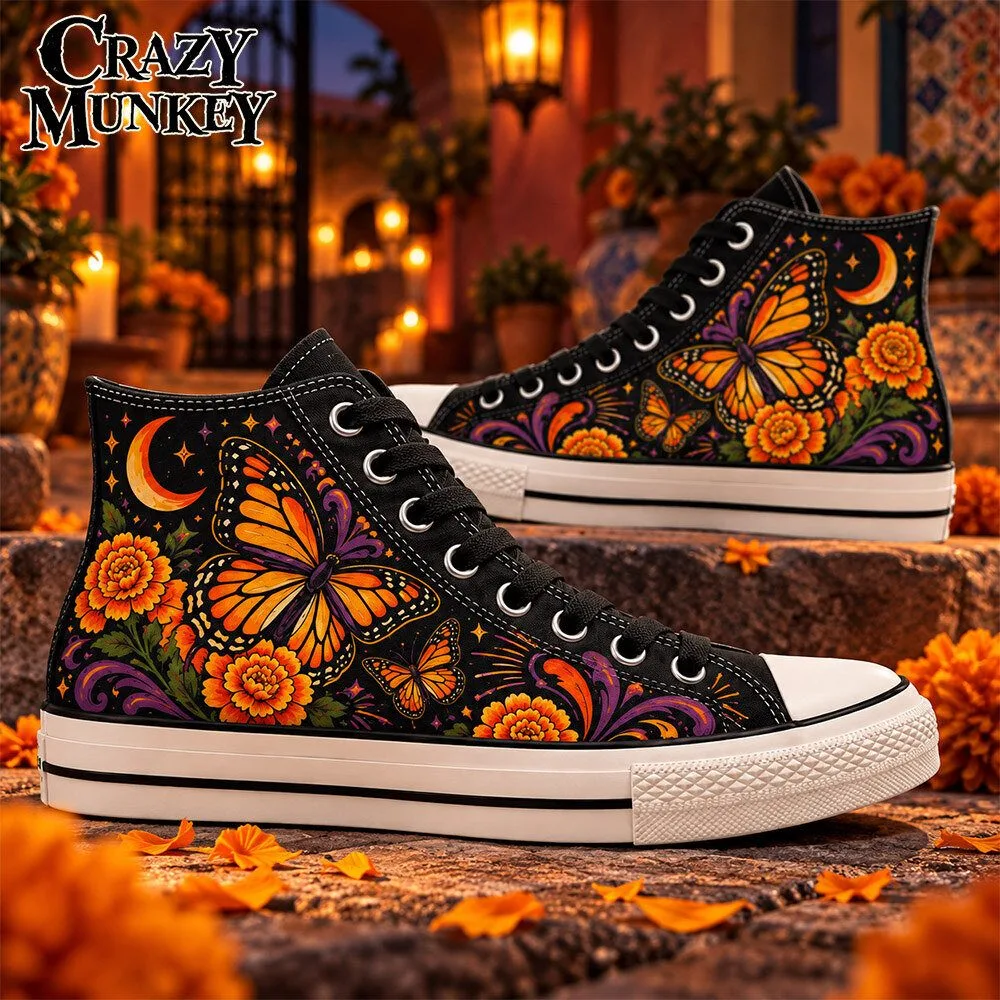 Dia de los Muertos 2026 Monarch Butterfly High Top Sneakers | Footwear