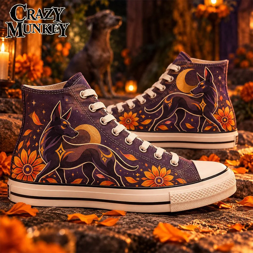 Dia de los Muertos 2026 Xolo Dog Purple High Top Sneakers | Footwear