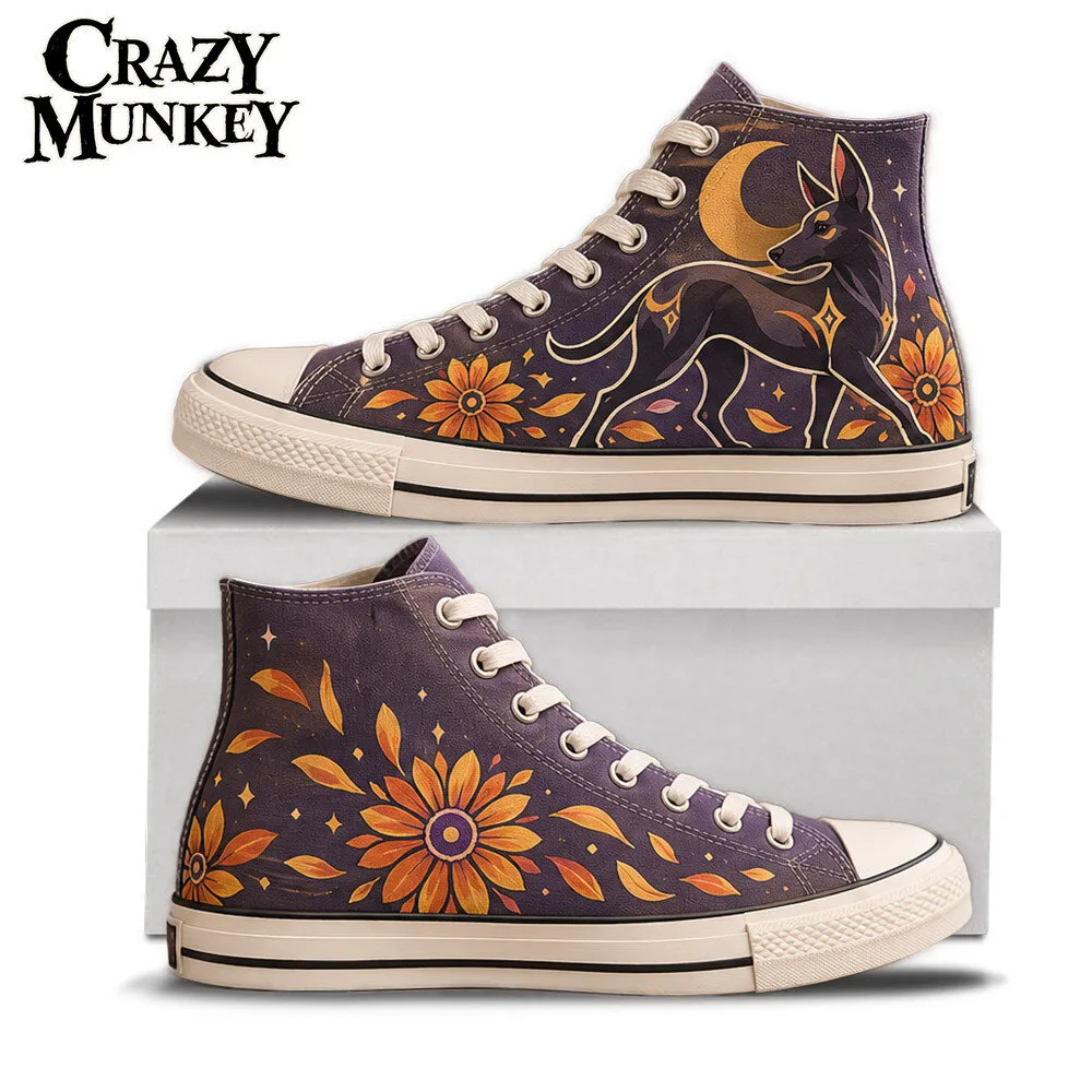 Dia de los Muertos 2026 Xolo Dog Purple High Top Sneakers | Footwear 4 Dia de los Muertos 2026 Xolo Dog Purple High Top Sneakers | Footwear