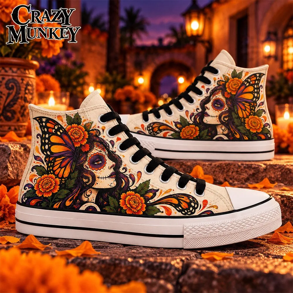 Dia de los Muertos 2026 Catrina Butterfly High Top Sneakers | Footwear