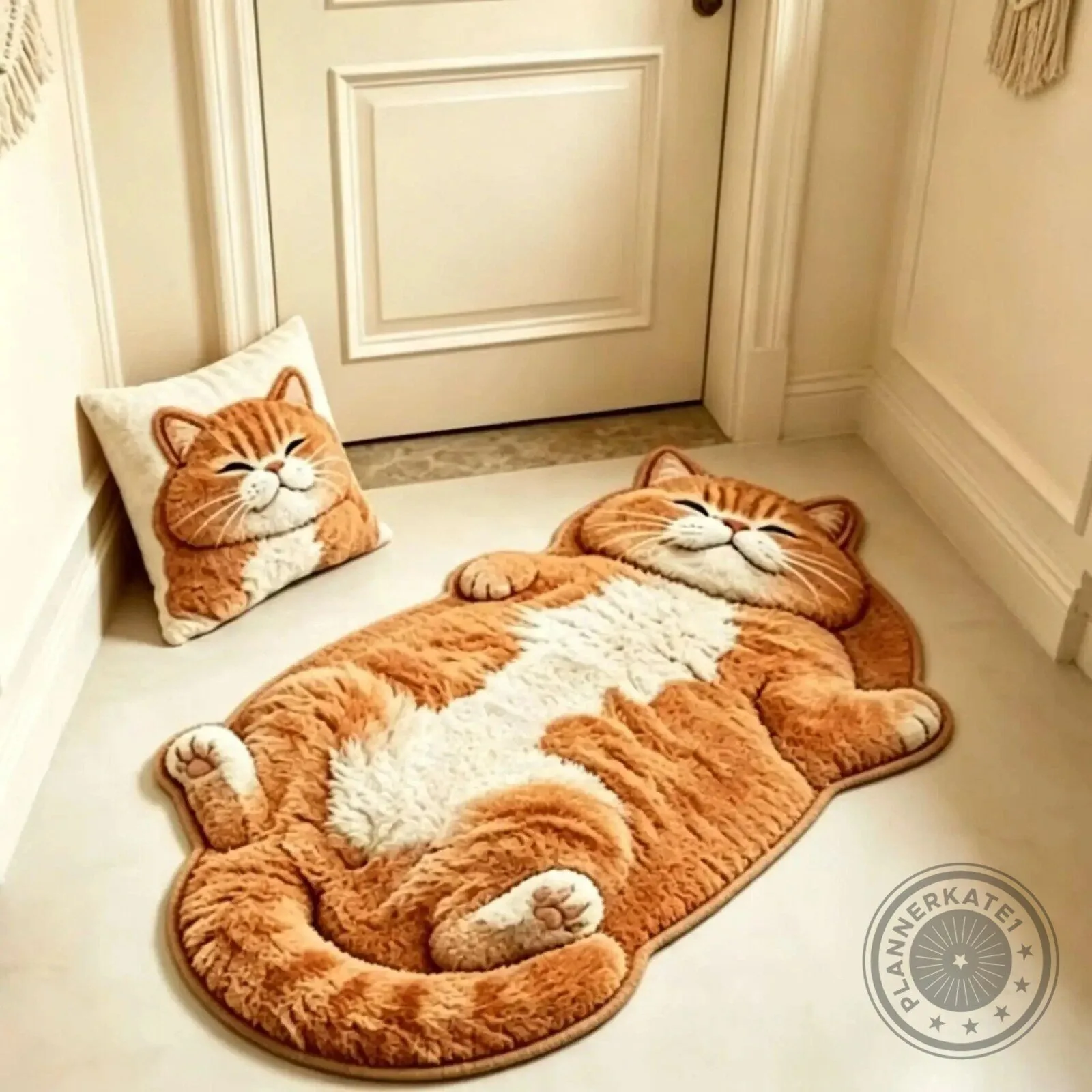 Chubby Tabby Cat Shaped Floor Rug, Cute Kitten Accent Mat for Bedroom Decor 13 Chubby Tabby Cat Shaped Floor Rug, Cute Kitten Accent Mat for Bedroom Decor