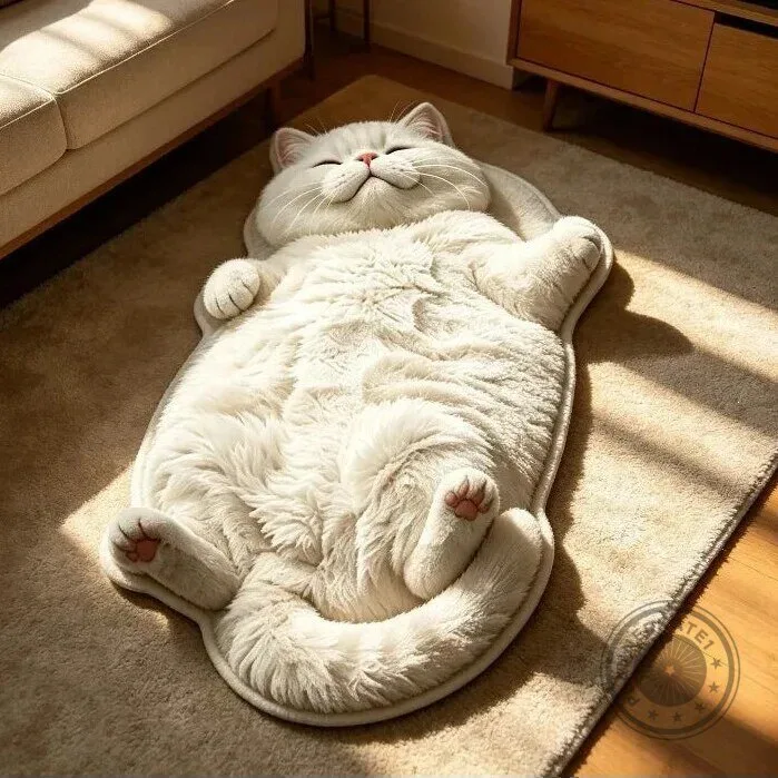 Chubby Tabby Cat Shaped Floor Rug, Cute Kitten Accent Mat for Bedroom Decor 14 Chubby Tabby Cat Shaped Floor Rug, Cute Kitten Accent Mat for Bedroom Decor