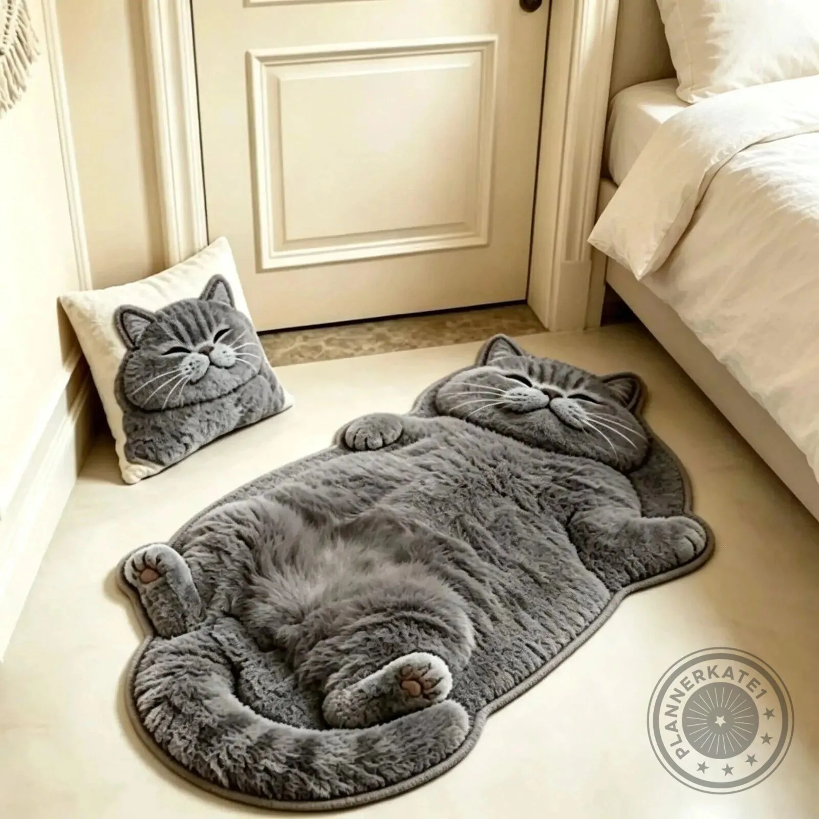 Chubby Tabby Cat Shaped Floor Rug, Cute Kitten Accent Mat for Bedroom Decor 16 Chubby Tabby Cat Shaped Floor Rug, Cute Kitten Accent Mat for Bedroom Decor