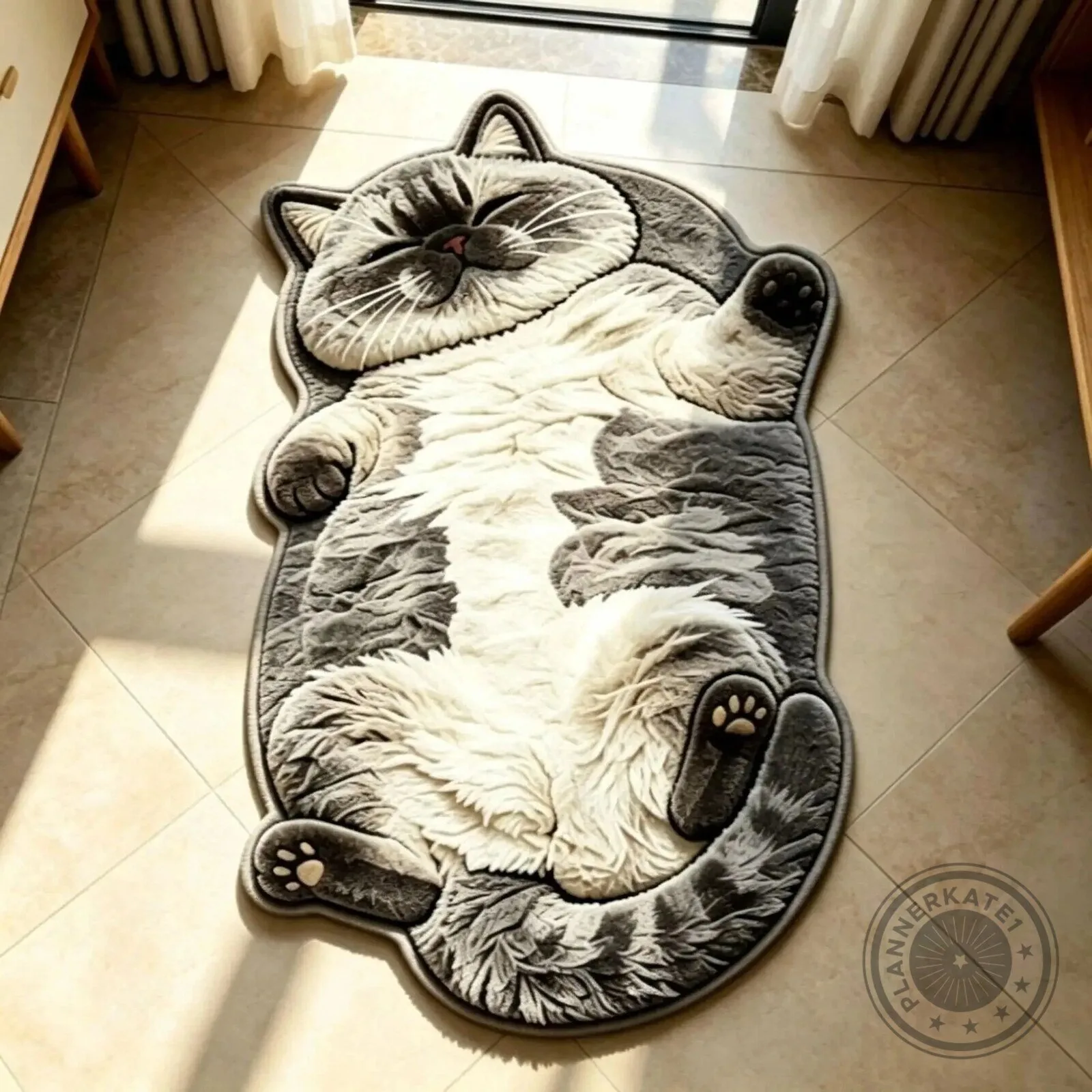 Chubby Tabby Cat Shaped Floor Rug, Cute Kitten Accent Mat for Bedroom Decor 17 Chubby Tabby Cat Shaped Floor Rug, Cute Kitten Accent Mat for Bedroom Decor