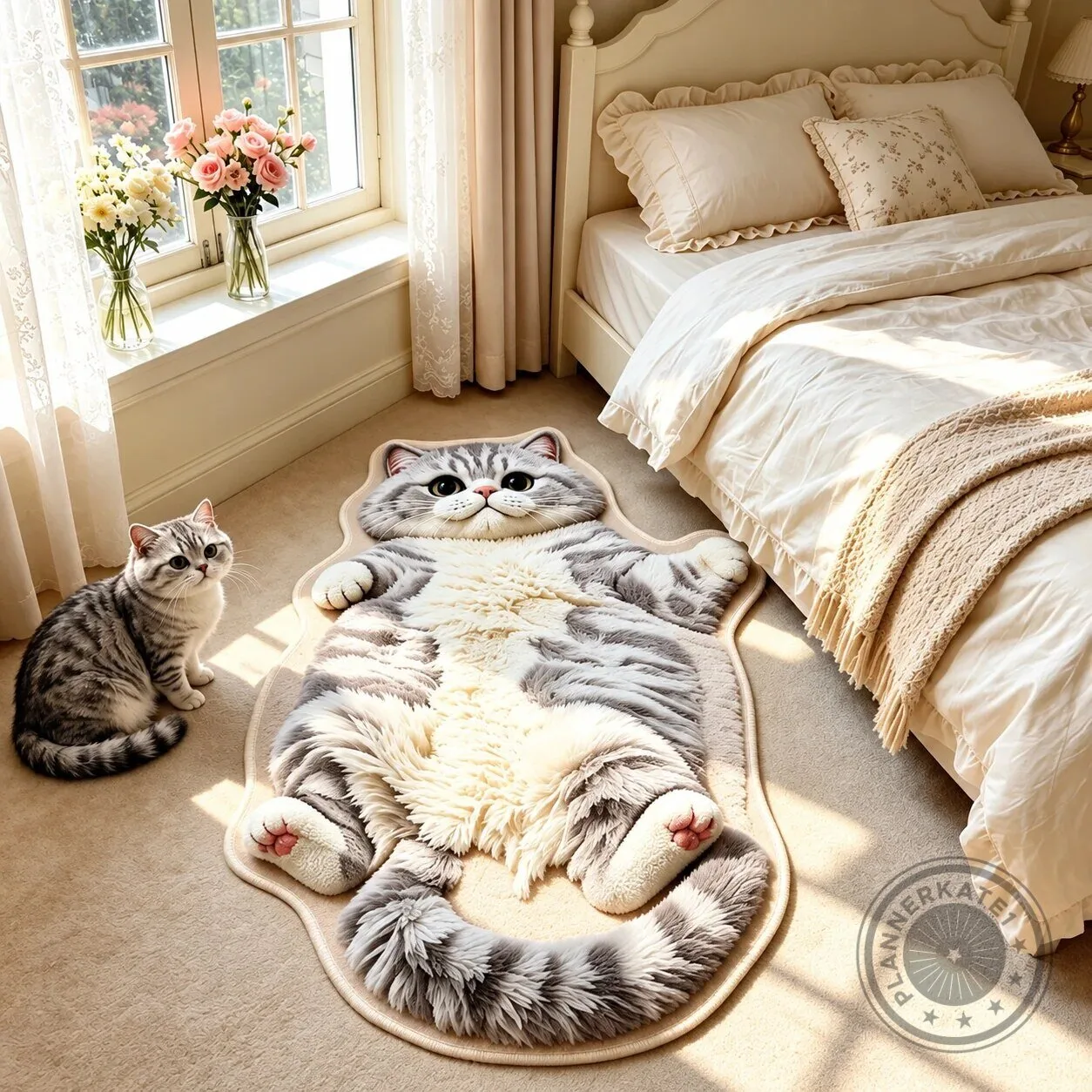 Chubby Tabby Cat Shaped Floor Rug, Cute Kitten Accent Mat for Bedroom Decor 20 Chubby Tabby Cat Shaped Floor Rug, Cute Kitten Accent Mat for Bedroom Decor