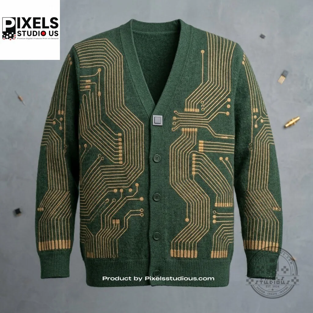 Technology Sense Circuit Board Cardigan 5 Technology Sense Circuit Board Cardigan 3D shirt or sports jersey with all-over print design