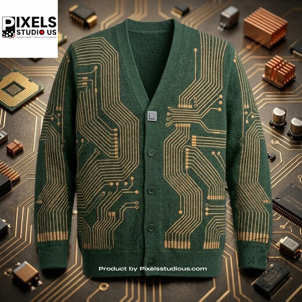 Technology Sense Circuit Board Cardigan 6 Technology Sense Circuit Board Cardigan 3D shirt or sports jersey with all-over print design