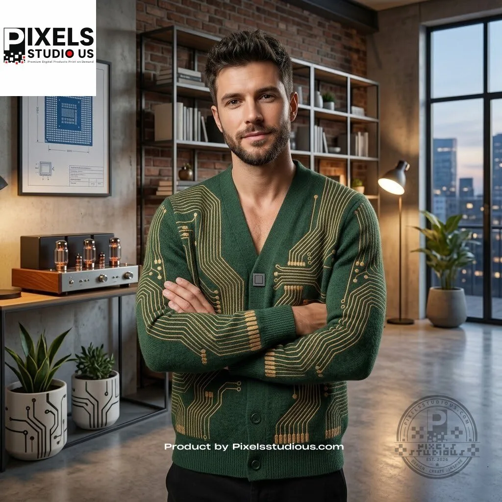 Technology Sense Circuit Board Cardigan 7 Technology Sense Circuit Board Cardigan 3D shirt or sports jersey with all-over print design