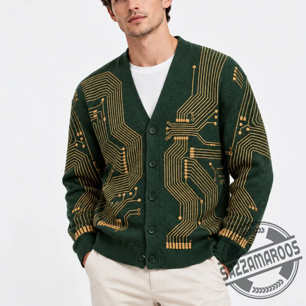 Circuit Board Knit Cardigan Sweater 5 Circuit Board Knit Cardigan Sweater