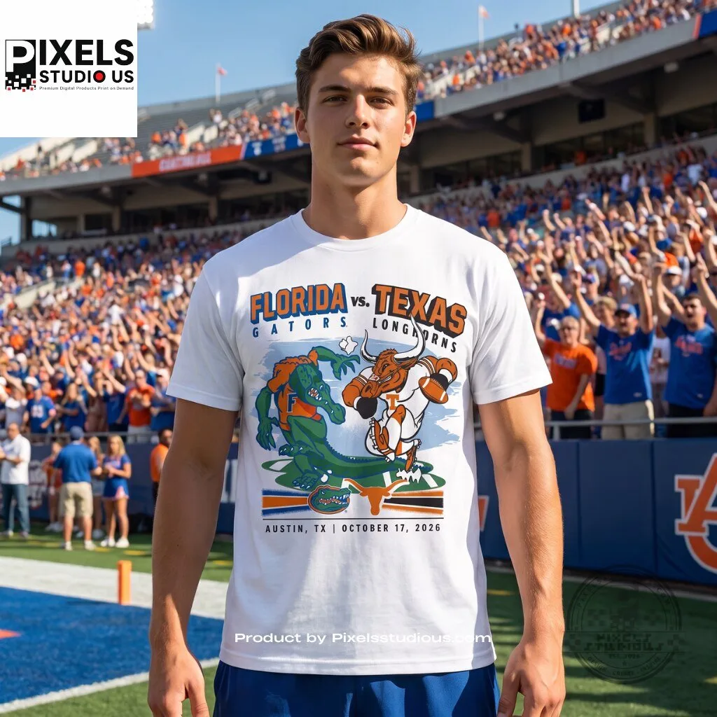 Florida Gators vs Texas Longhorns Gameday 2026 Graphic T-Shirt 6 Florida Gators vs Texas Longhorns Gameday 2026 Graphic T-Shirt 3D shirt or sports jersey with all-over print design