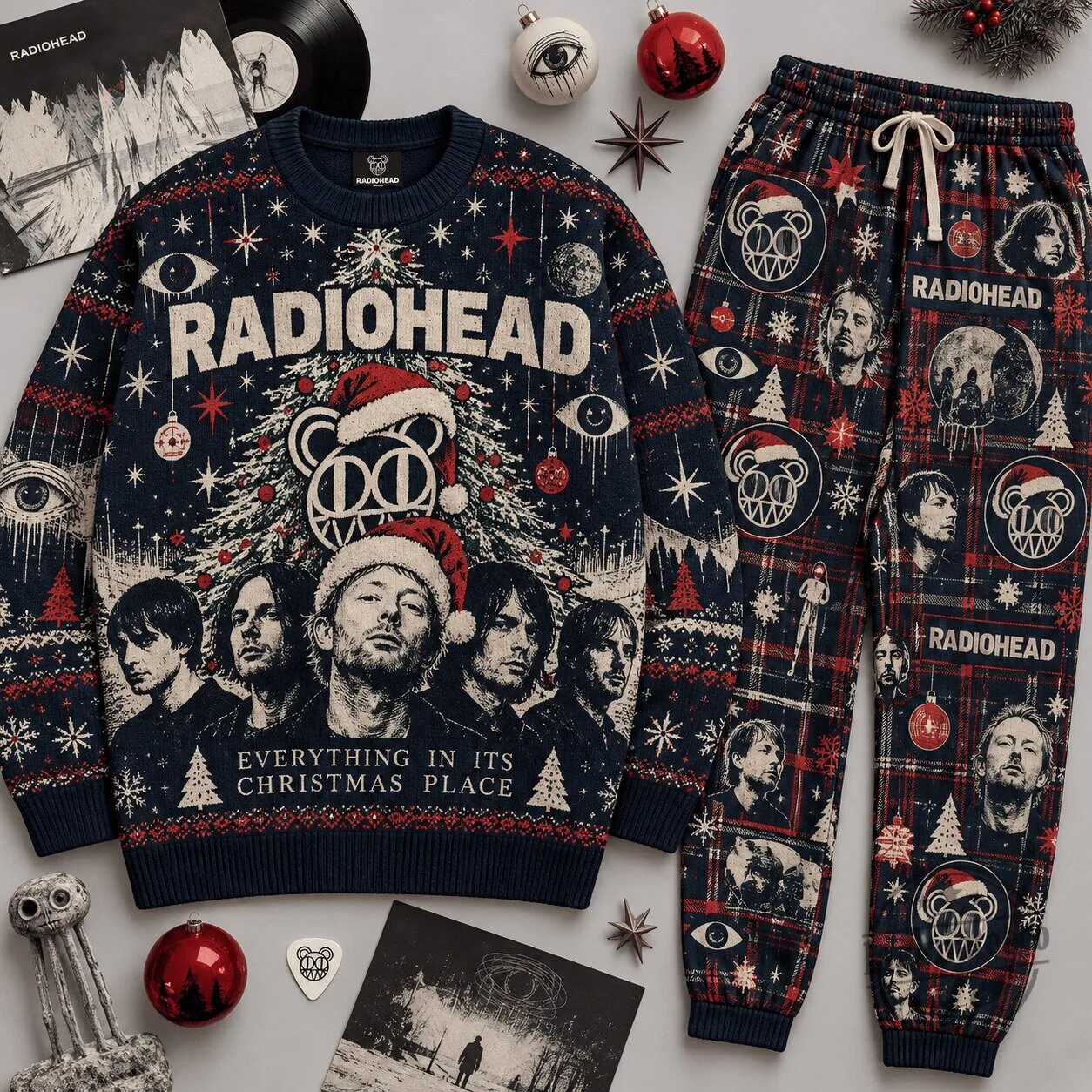 Radiohead Everything In Its Christmas Place Ugly Christmas Sweater 1 Radiohead Everything In Its Christmas Place Ugly Christmas Sweater