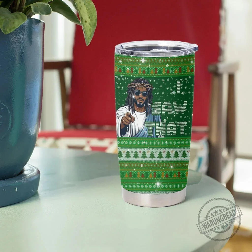 Black Jesus and Santa Claus Ugly Christmas Sweater Pattern Tumbler 8 Black Jesus and Santa Claus Ugly Christmas Sweater Pattern Tumbler