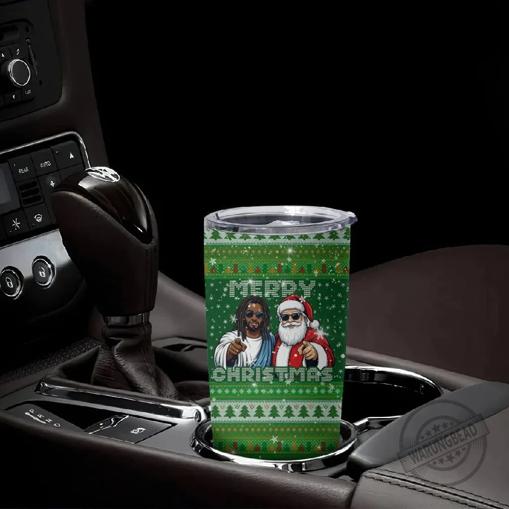 Black Jesus and Santa Claus Ugly Christmas Sweater Pattern Tumbler 9 Black Jesus and Santa Claus Ugly Christmas Sweater Pattern Tumbler