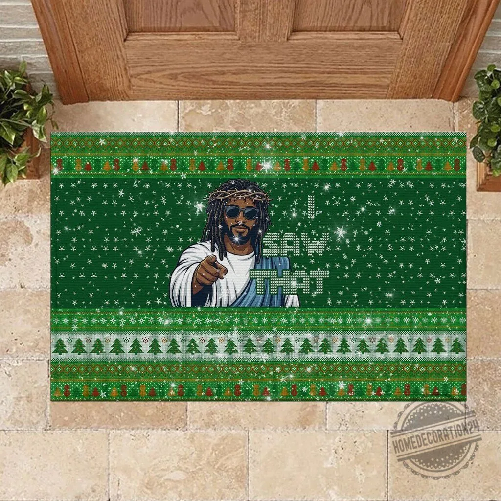 Black Jesus I Saw That Funny Christmas Holiday Doormat