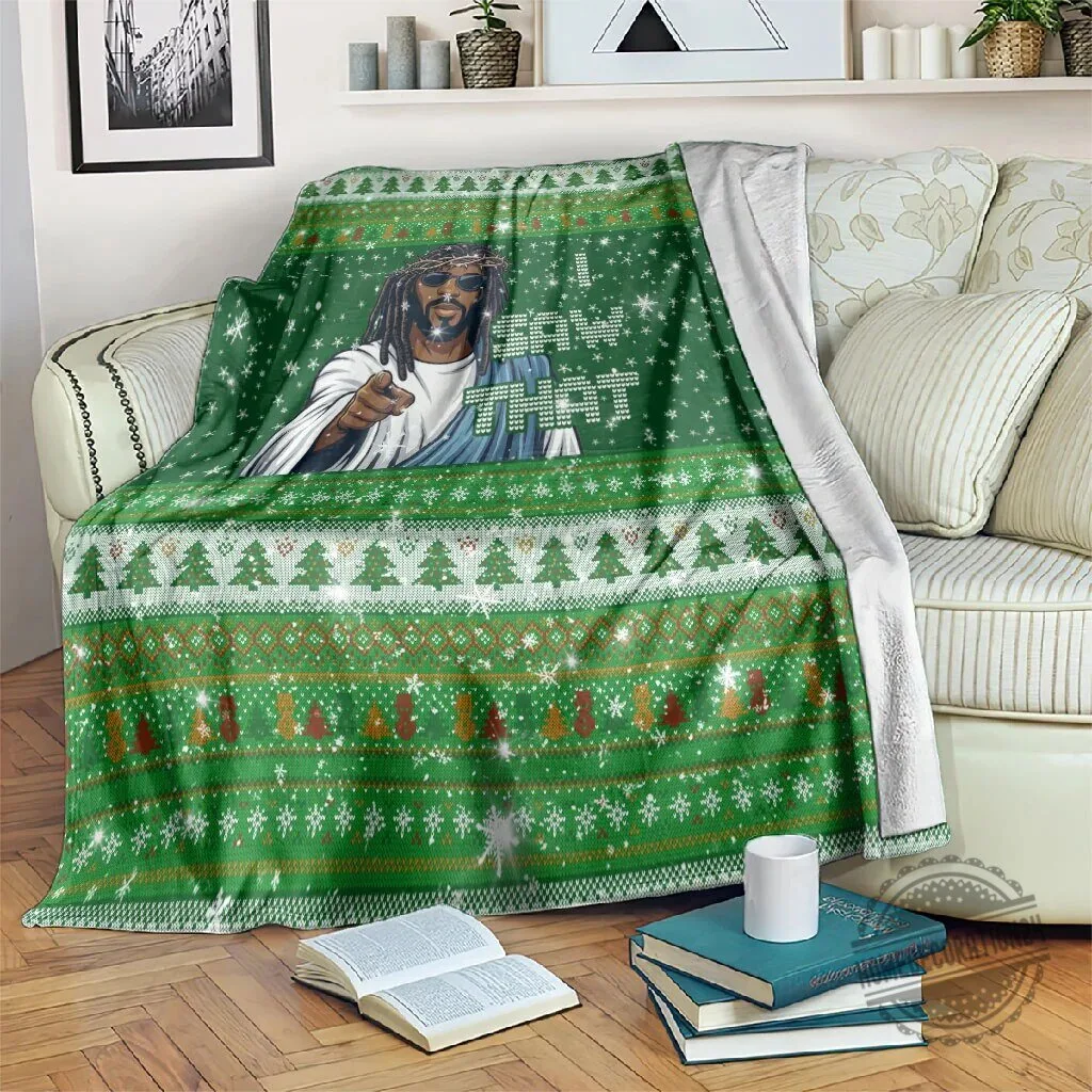 Black Jesus I Know That Ugly Christmas Holiday Fleece Blanket