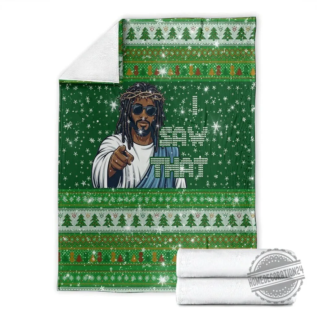 Black Jesus I Know That Ugly Christmas Holiday Fleece Blanket 5 Black Jesus I Know That Ugly Christmas Holiday Fleece Blanket