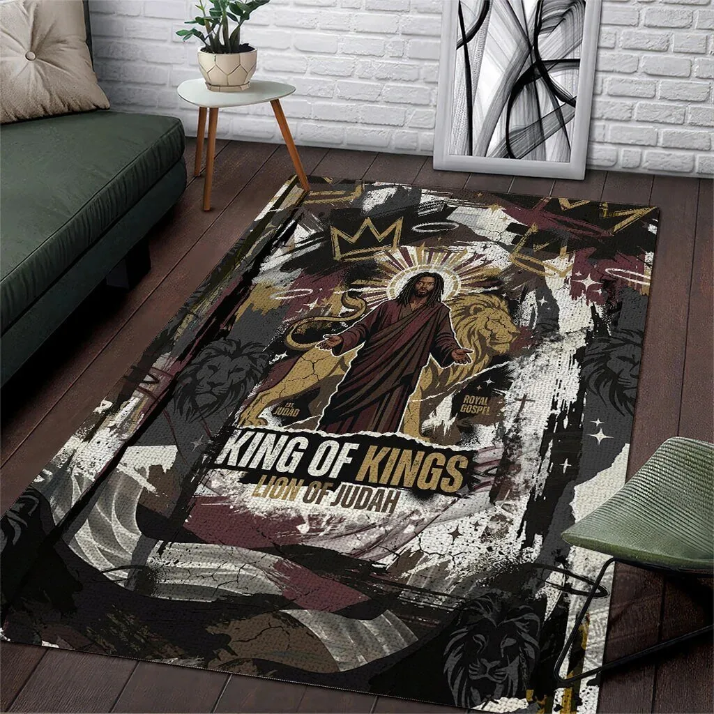 King of Kings Jesus Christ Lion of Judah Religious Faith Area Rug