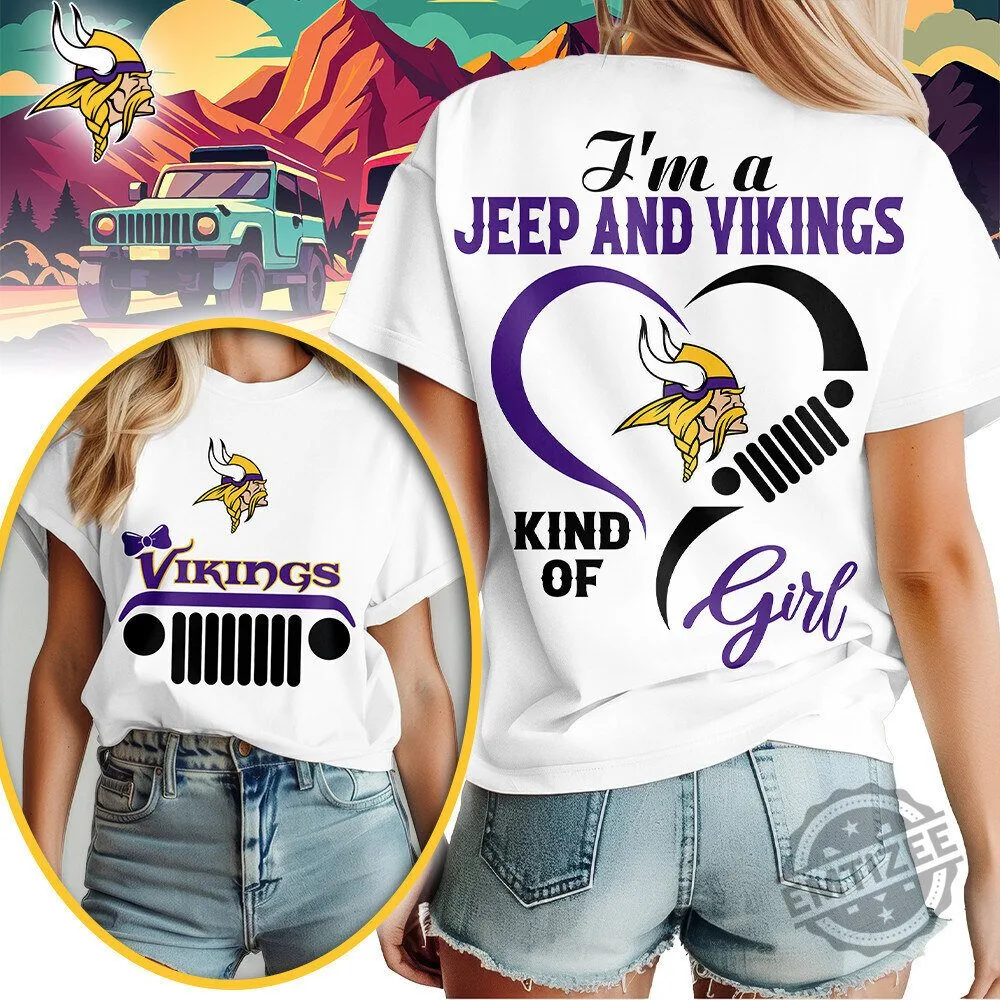 Minnesota Vikings Jeep Girl Football Fan Graphic T-Shirt