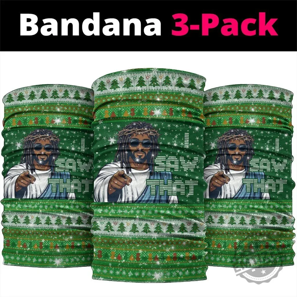 Funny Black Jesus I Saw That Ugly Christmas Neck Gaiter Bandana 3-Pack