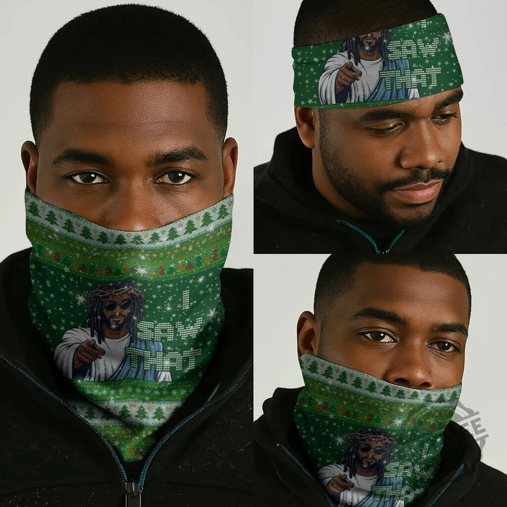 Funny Black Jesus I Saw That Ugly Christmas Neck Gaiter Bandana 3-Pack 4 Funny Black Jesus I Saw That Ugly Christmas Neck Gaiter Bandana 3-Pack