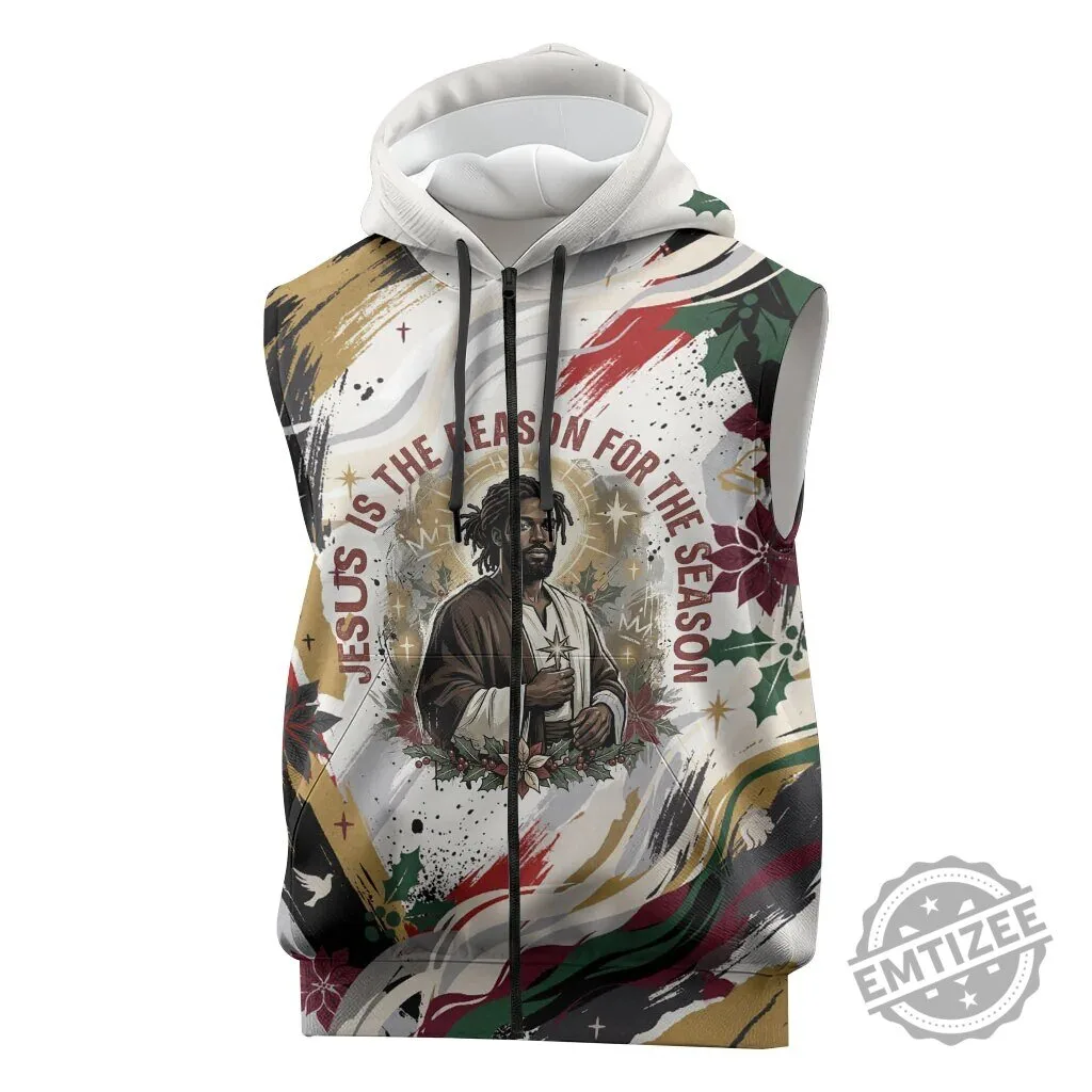 Jesus Is The Reason For The Season Christmas Sleeveless Zip Hoodie