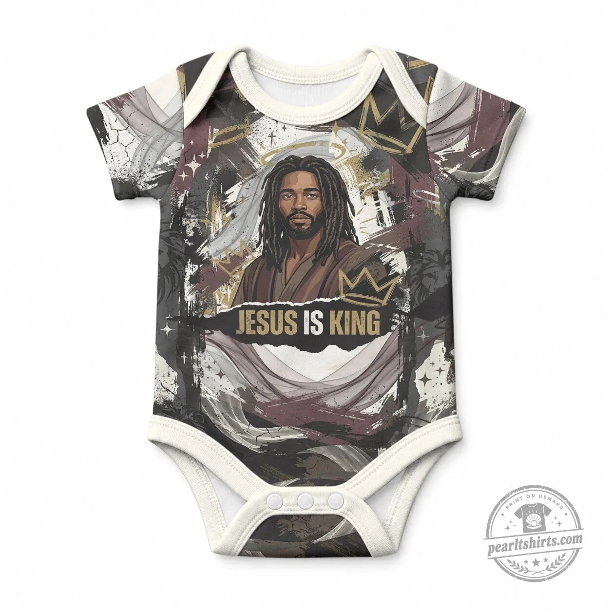 Jesus Is King Crown Of Thorns Christian Religious Baby Bodysuit