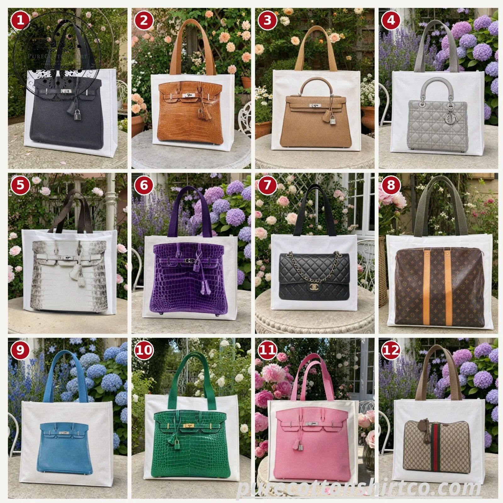 3D Luxury Handbag Graphic Printed Canvas Tote Bag (Choose Style bag)