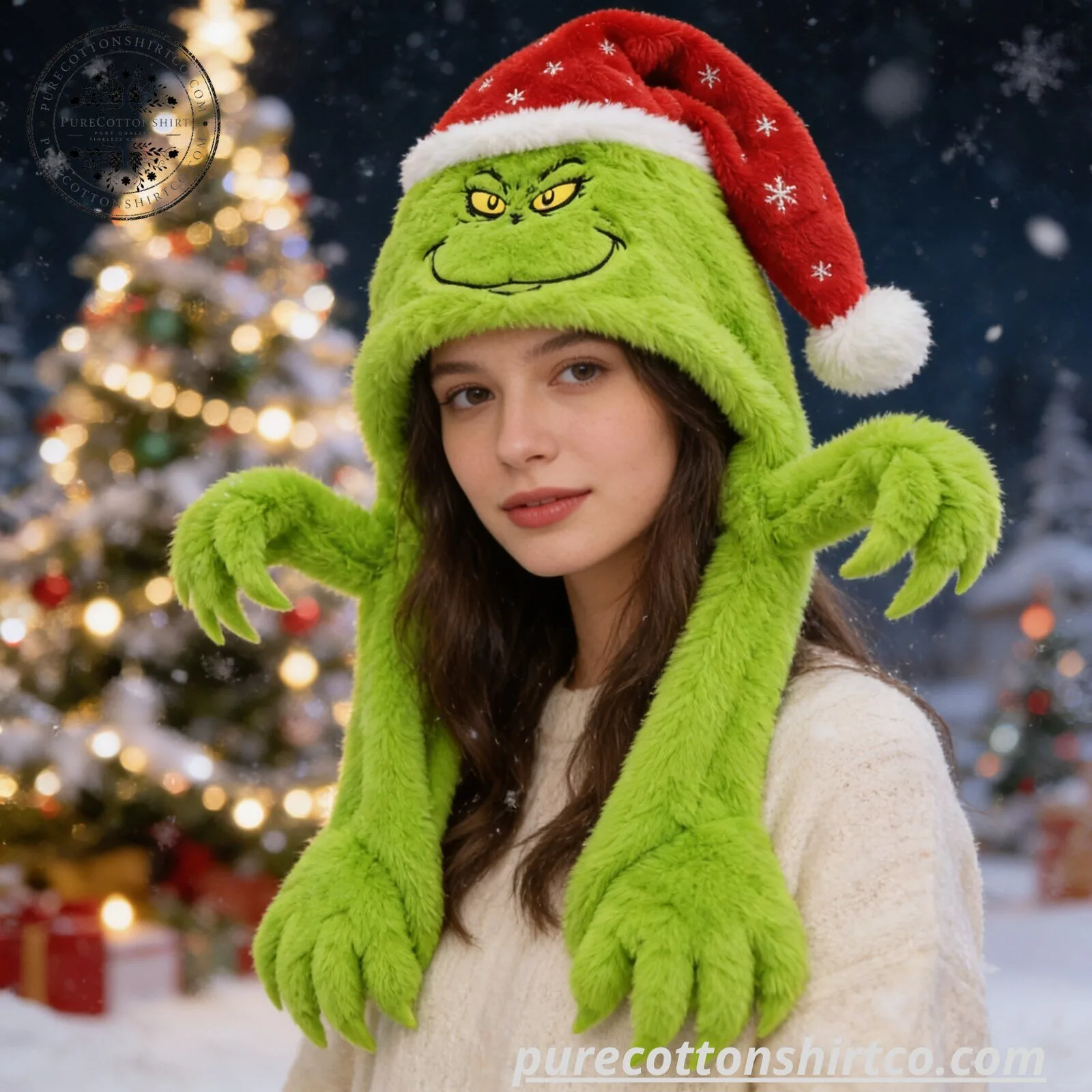 Grinch Trapper Plush Hat Christmas Santa Hat 4 Grinch Trapper Plush Hat Christmas Santa Hat