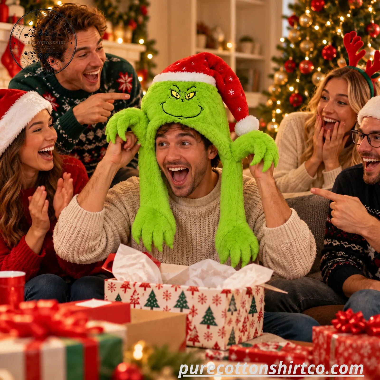 Grinch Trapper Plush Hat Christmas Santa Hat 5 Grinch Trapper Plush Hat Christmas Santa Hat