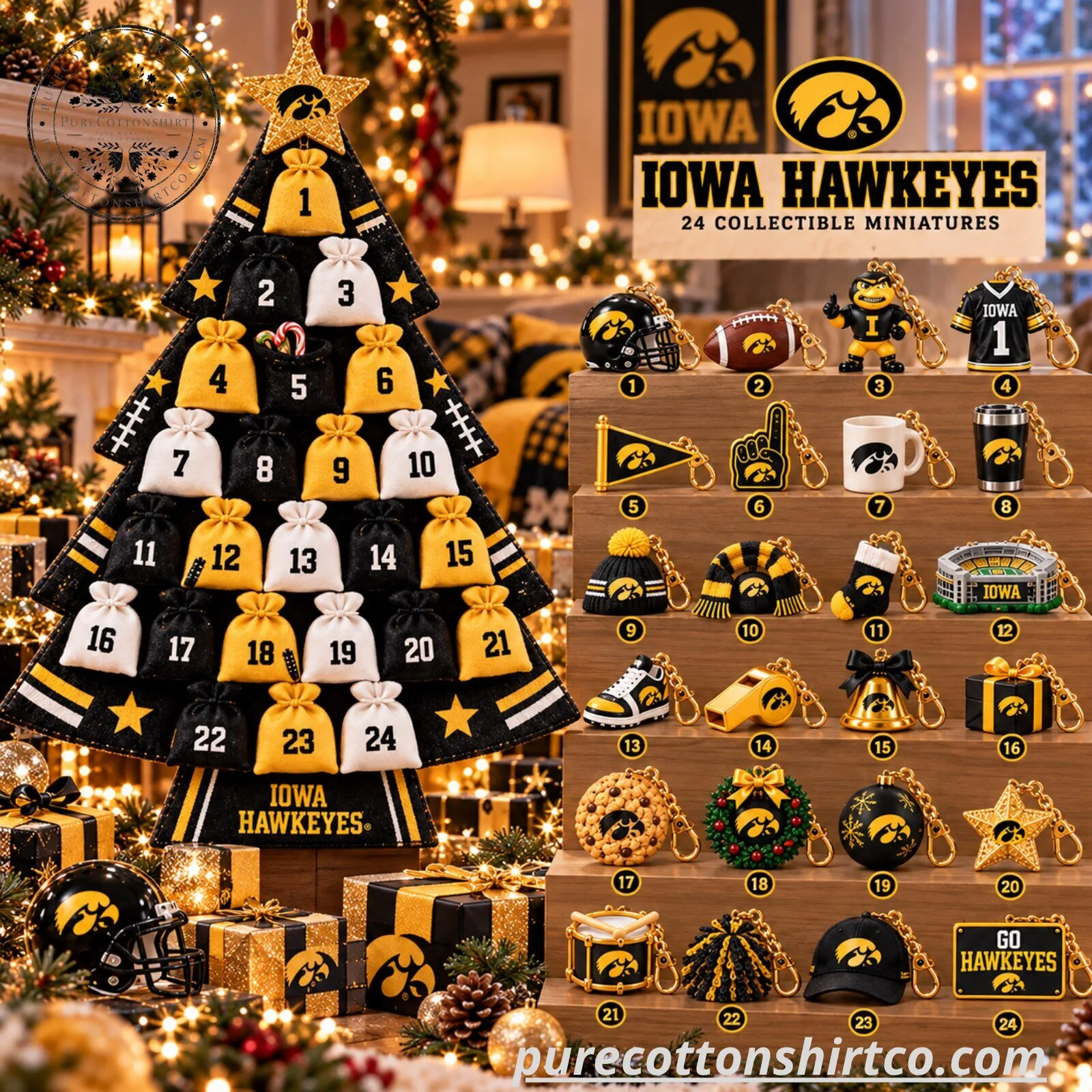 Iowa Hawkeyes Advent Calendar 2026 – 24 Collectible Miniatures Christmas Countdown Box