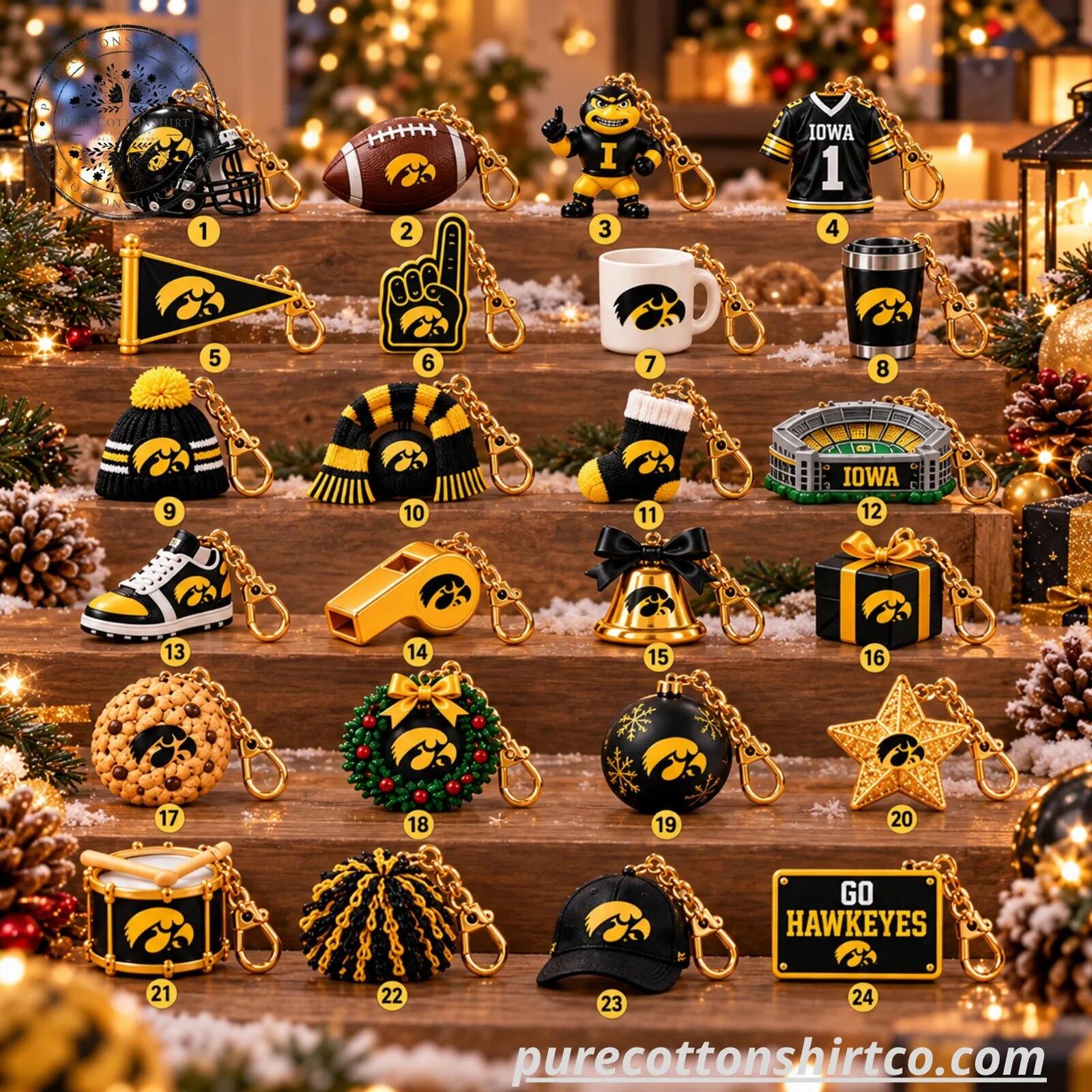 Iowa Hawkeyes Advent Calendar 2026 – 24 Collectible Miniatures Christmas Countdown Box 7 Iowa Hawkeyes Advent Calendar 2026 – 24 Collectible Miniatures Christmas Countdown Box