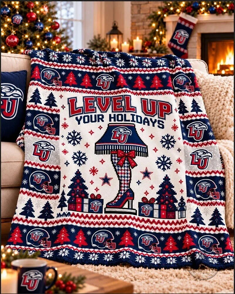 Liberty Flames Level Up Your Holidays Christmas Ugly Sweater Pattern Blanket
